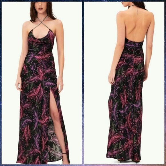 NICHOLAS Melia Cocktail Dress 100% Silk Rhinestone Halter Neck - Picture 5 of 14